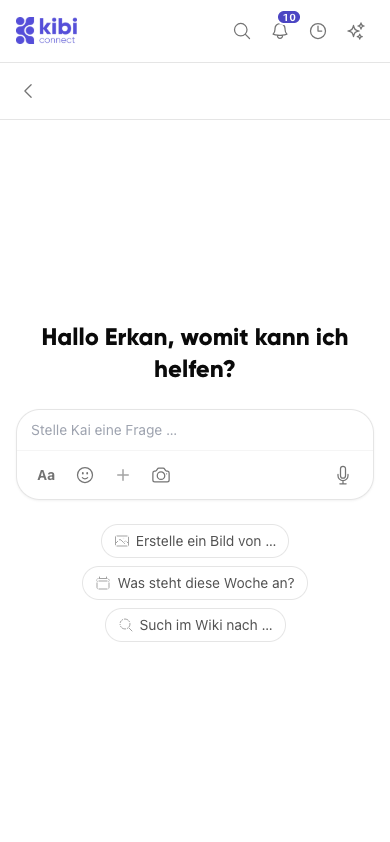 KI-Assistent Kai in Kibi Connect auf dem Smartphone