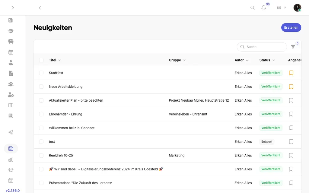 Neuigkeiten in Kibi Connect auf dem Desktop
