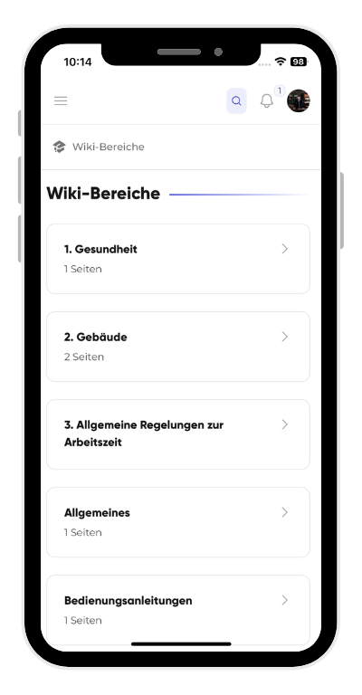Wiki Bereiche in Kibi Connect