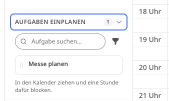 Screenshot: Wie plane ich Aufgaben im Kalender ein?