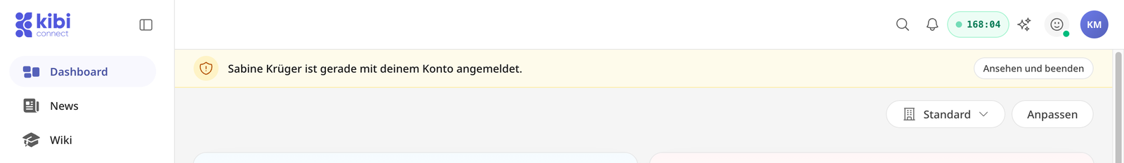 Hinweis auf den Geräten der Person während einer laufenden Sitzung