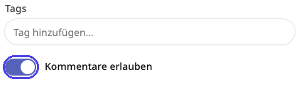 Seiteneinstellungen im Wiki mit hervorgehobenem Schalter „Kommentare erlauben“