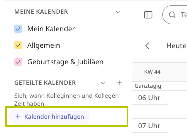 Screenshot: Wie sehe ich die Verfügbarkeit meiner Kolleginnen und Kollegen?